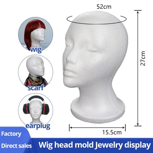 1pc Female White Styrofoam Foam Mannequin Head Model Hat Wig Display Stand Rack