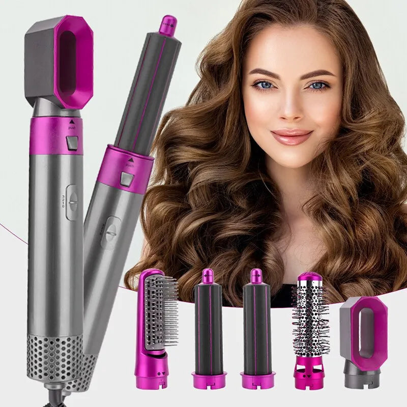 5 In 1 Hot Air Comb For Curling And Straightening Hair Automatic Hot Comb