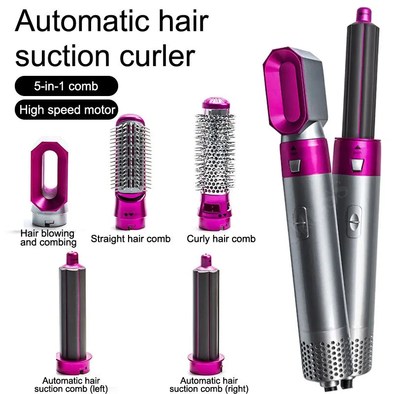 5 In 1 Hot Air Comb For Curling And Straightening Hair Automatic Hot Comb