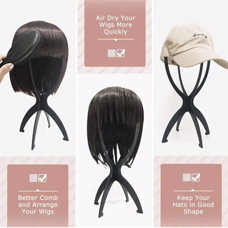 Folding Wig Stand Holder Plastic Adjustable Portable Fashion Model Display Holder