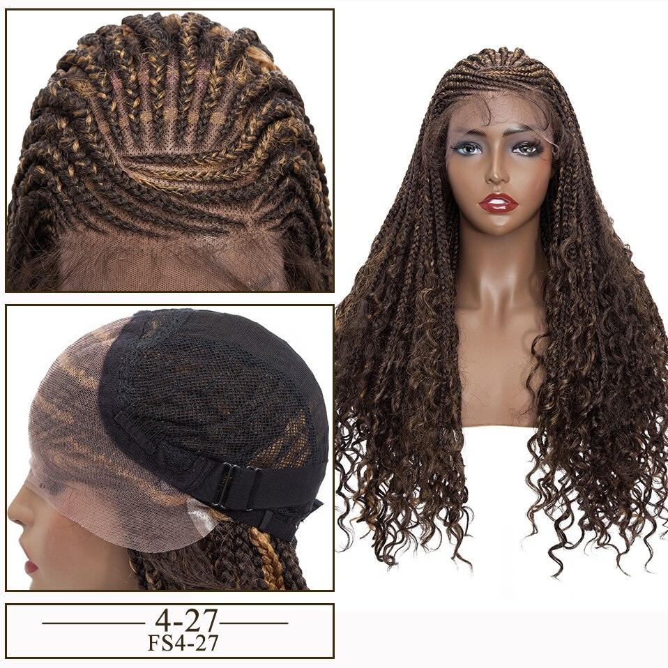 Braided Lace Front Box Braids Cornrow Wig With Curly Ends - Supreme Lush Hair