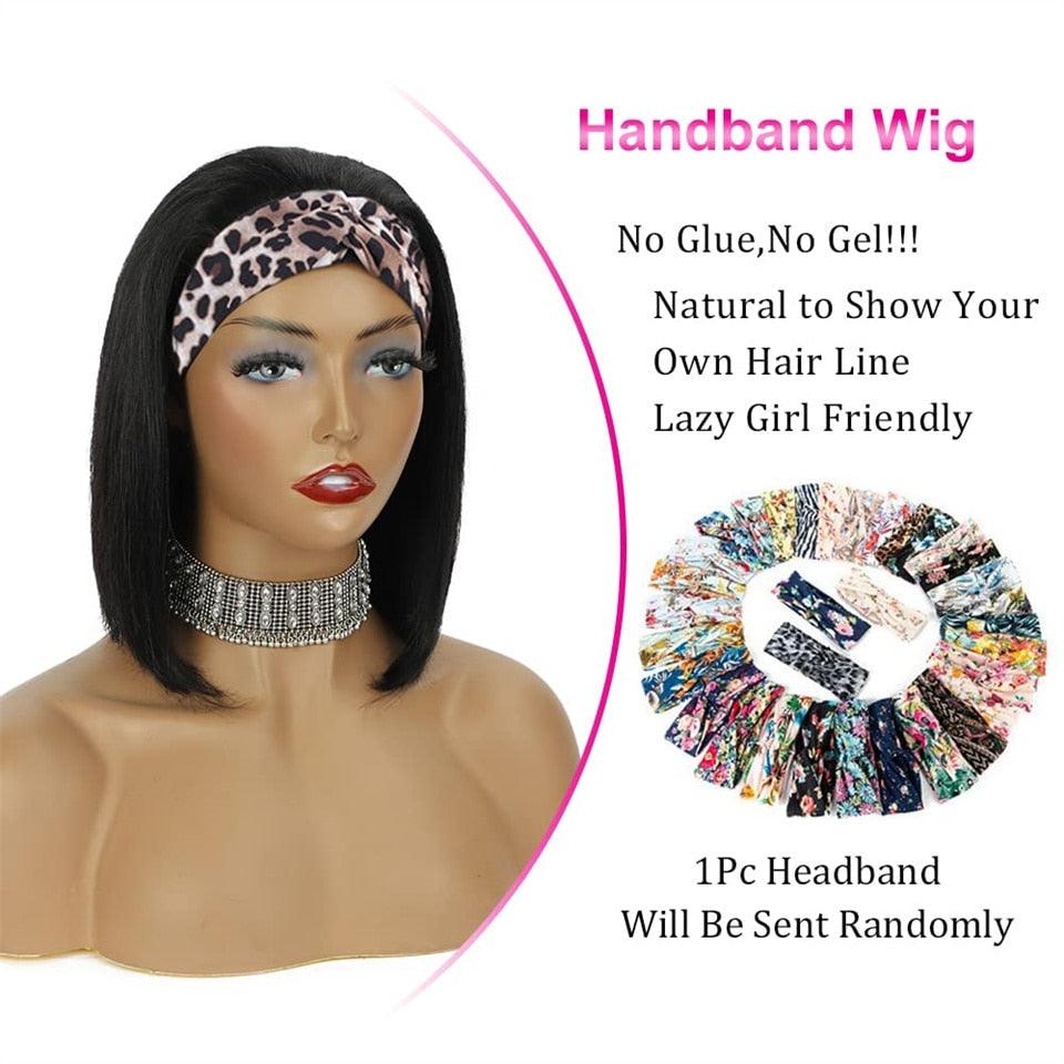 Straight Short Bob Headband Wigs - Supreme Lush Hair